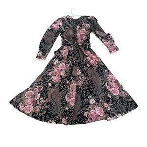 VTG Dawn Joy Maxi Dress Size 11/12 Floral Paisley Lace Maxi Dress‎